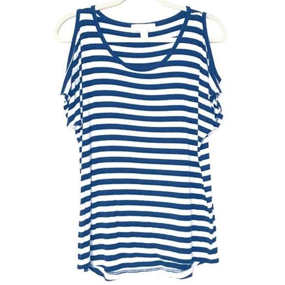 Michael Kors - Striped Cold Shoulder Top - Picture 1 of 5